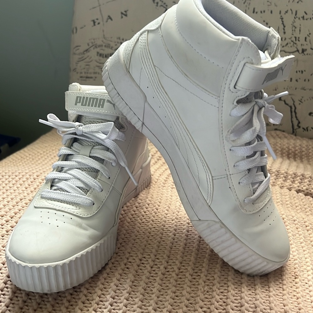 EUC White Puma High Tops